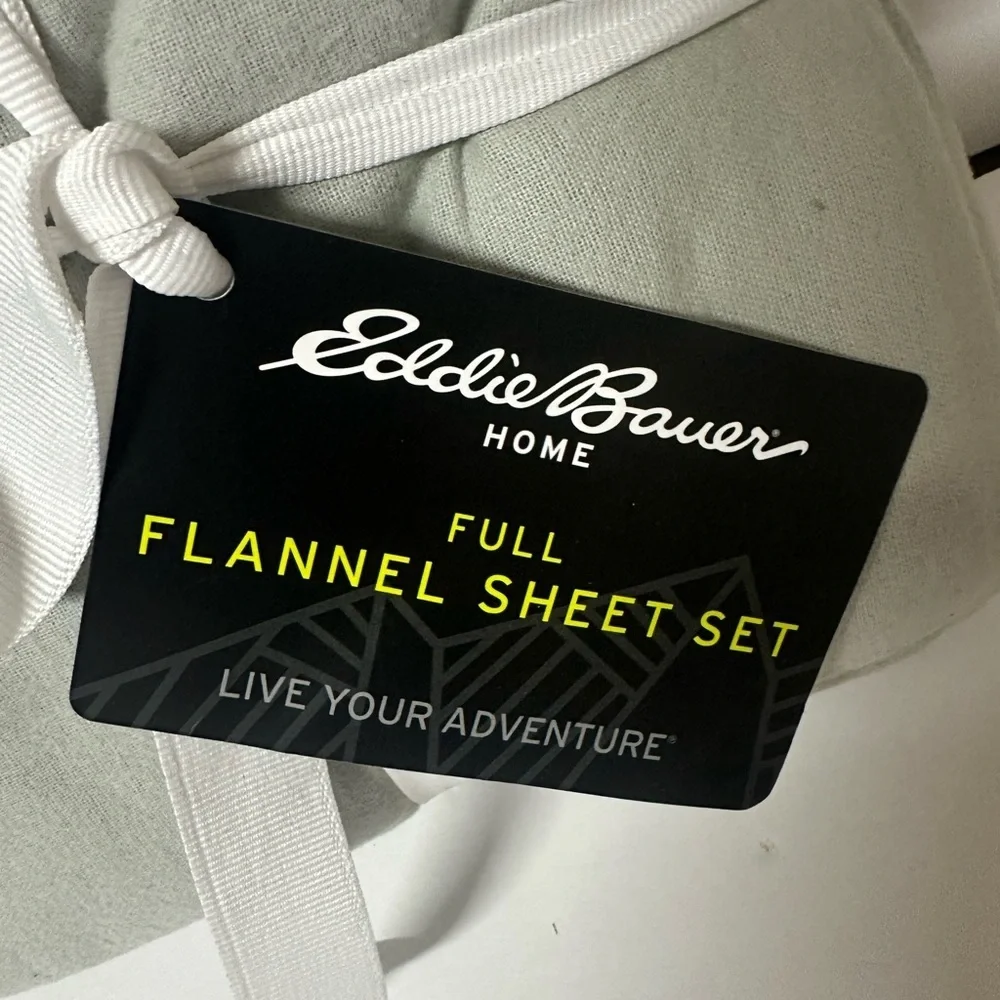 Eddie Bauer 3-pc Home Flannel Sheet Set - Soft Gray Size Full 100% cotton
